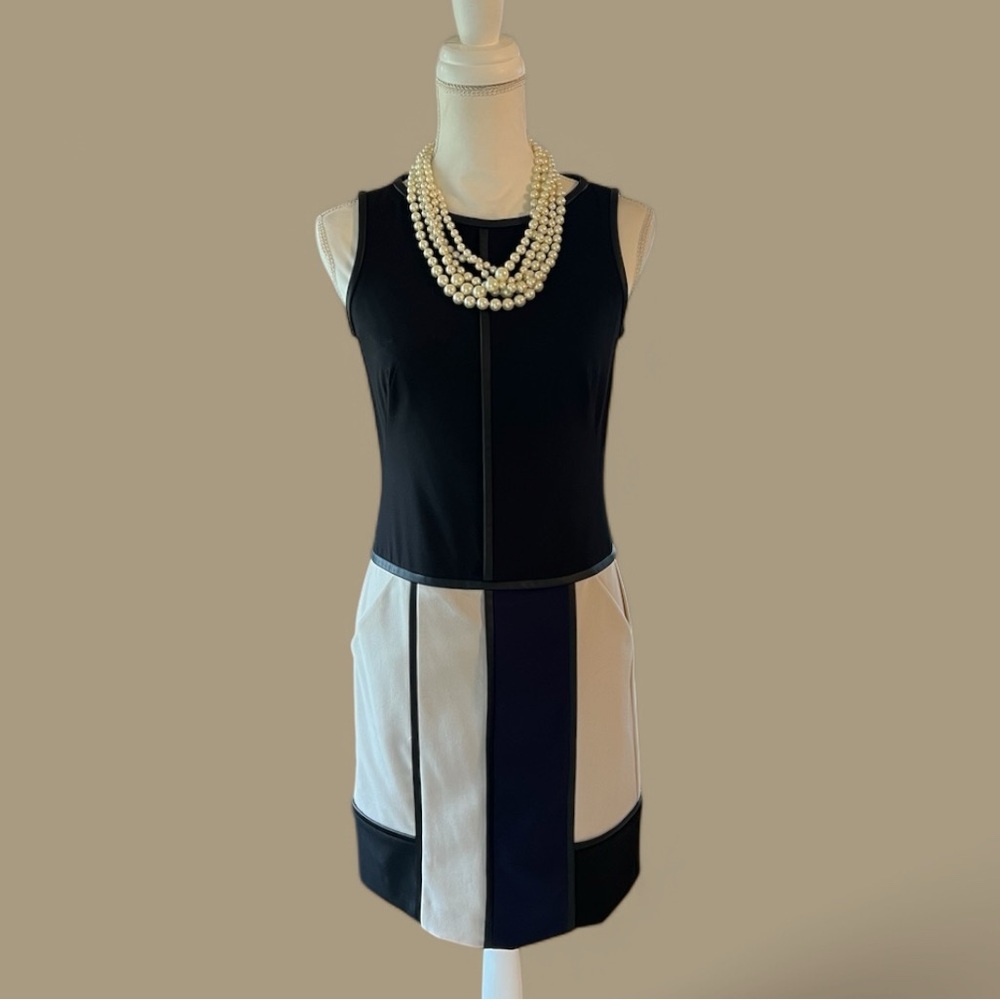 Ralph Lauren Black and Cream Colorblock Dress